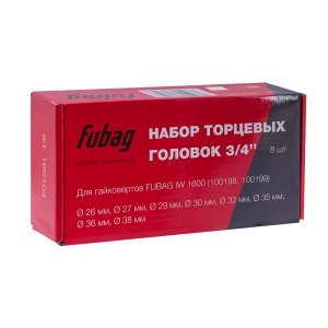 FUBAG Набор торцевых головок 3/4 дюйма, 8 шт. для гайковертов IW 1600 (26-27-29-30-32-35-36-38 мм.), картонная коробка в Сыктывкаре фото