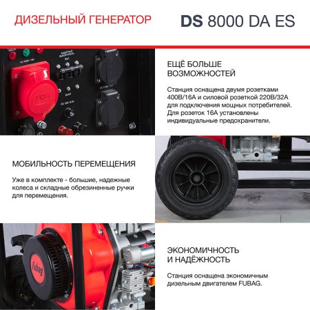 FUBAG Дизельный генератор (трехфазный) с электростартером и коннектором автоматики DS 8000 DA ES в Сыктывкаре фото